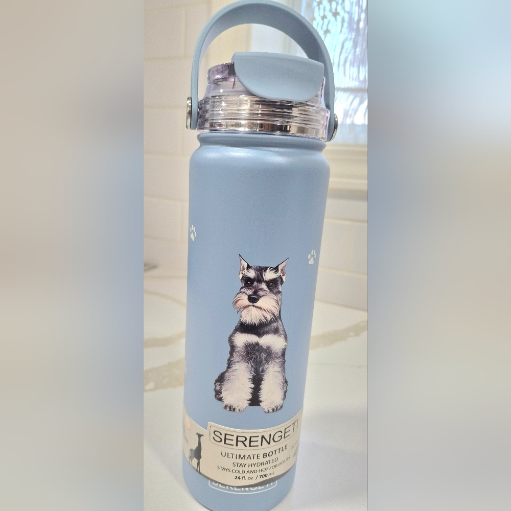 Schnauzer  Serengeti Blue Water Bottle